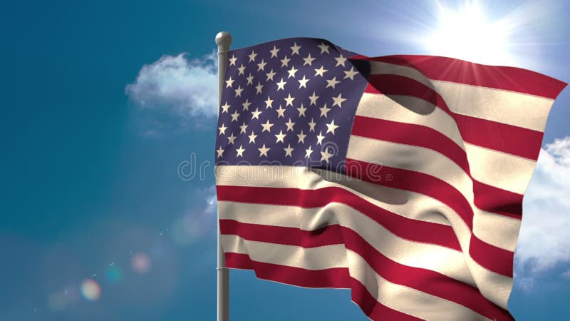 Amerikansk nationsflagga som vinkar på flaggstång