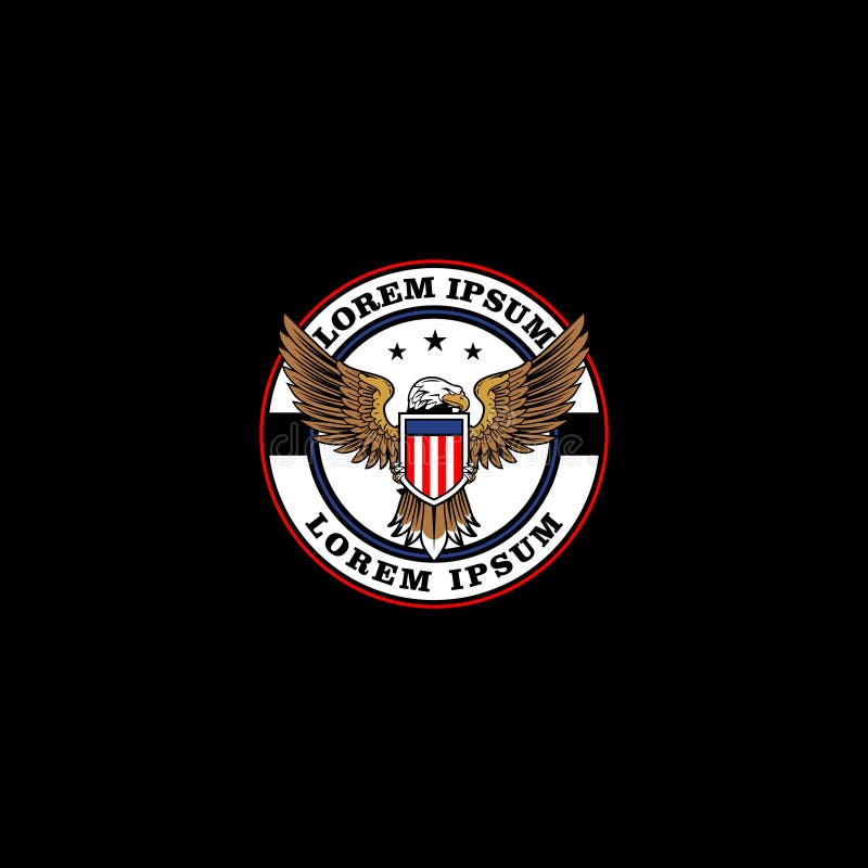 Amerikansk örn med för sköldform för bokstav T mallen för logo för emblem för vektor stock illustrationer Amerikansk örn med för sköldform för bokstav T mallen för logo för emblem för vektor stock illustrationer