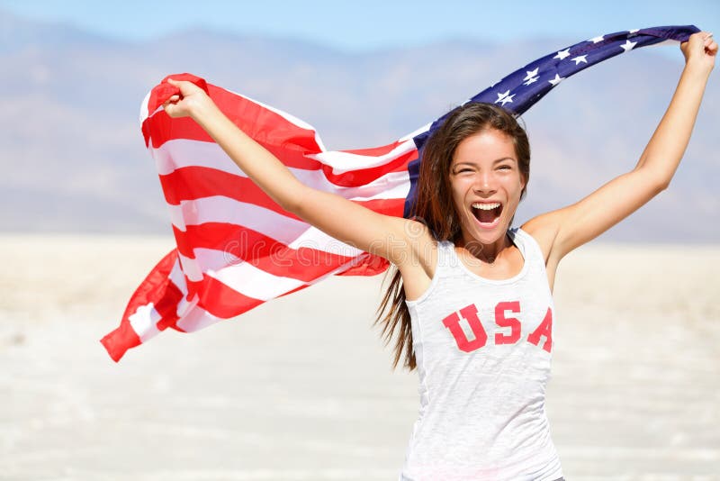 Amerikanska flaggan - vinnare för idrottsman nen för kvinnaUSA sport arkivbilder Amerikanska flaggan - vinnare för idrottsman nen för kvinnaUSA sport arkivbilder