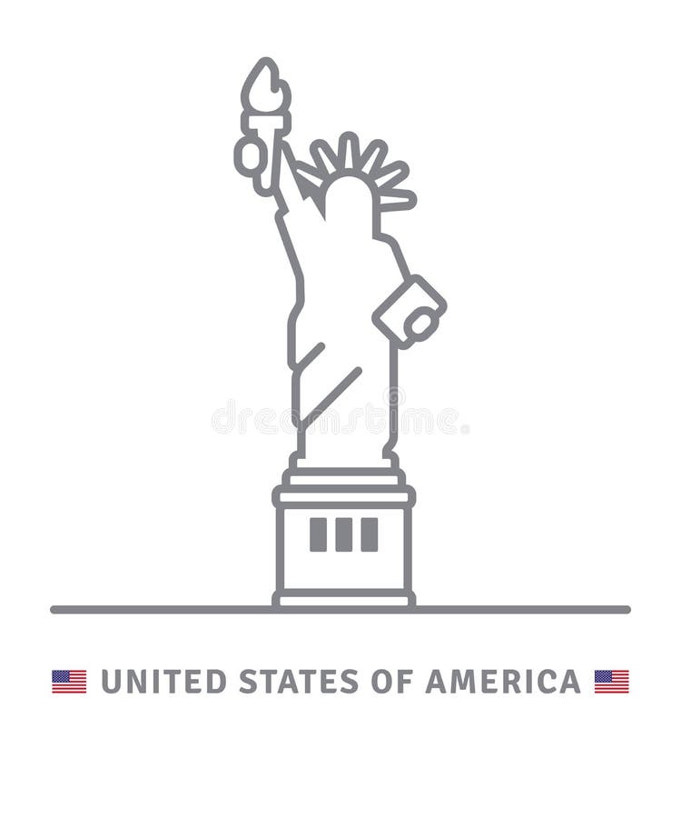 Amerikas förenta statersymbol med den Liberty Statue och USA-flaggan stock illustrationer Amerikas förenta statersymbol med den Liberty Statue och USA-flaggan stock illustrationer