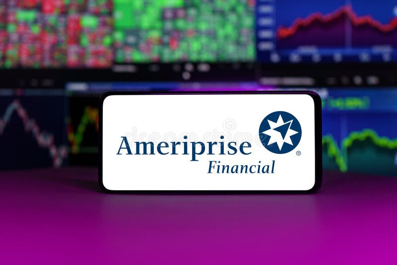 Ameriprise financial on stock market index in front of stock market