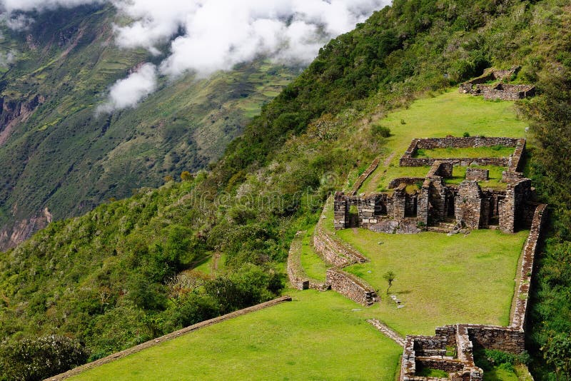 Ameryka Południowa, Peru -, inka Choquequirao ruiny fotografia stock Ameryka Południowa, Peru -, inka Choquequirao ruiny fotografia stock
