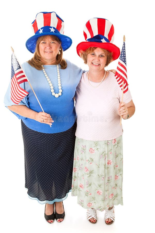 A couple of patriotic Tea Party conservative voters. Full body isolated on white. A couple of patriotic Tea Party conservative voters. Full body isolated on white.