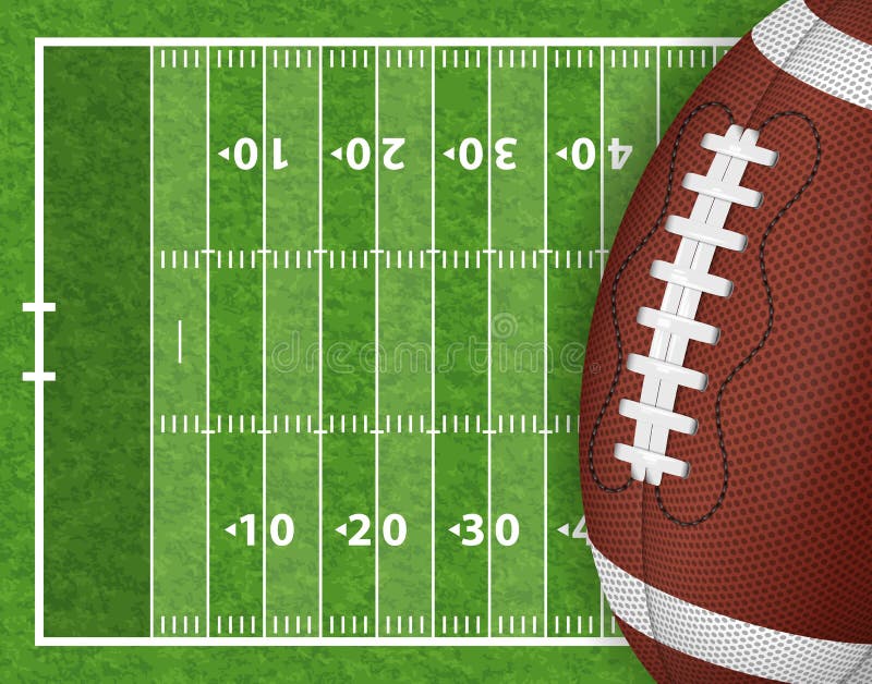 American Football Field with Realistic Ball, Line and Grass Texture. Vector illustration. American Football Field with Realistic Ball, Line and Grass Texture. Vector illustration