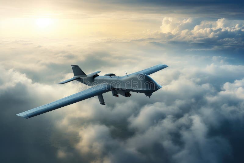 Amerykański nadzór nad dronem na niebie. ilustracji
