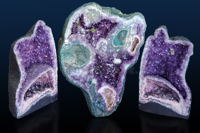 Amethyst Crystals in nature. Geode crystals. stock image