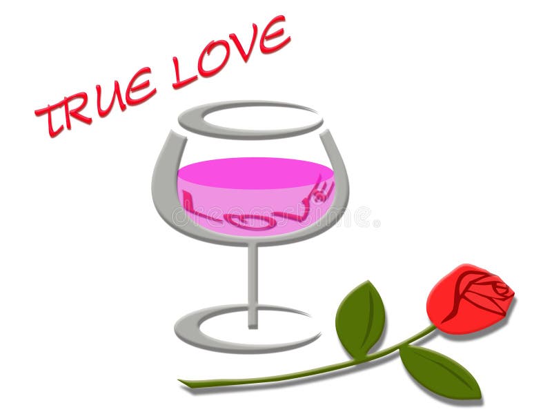 Ami il concetto con la parola di amore nel vetro di vino e nel fondo rosa illustrazione vettoriale Ami il concetto con la parola di amore nel vetro di vino e nel fondo rosa illustrazione vettoriale