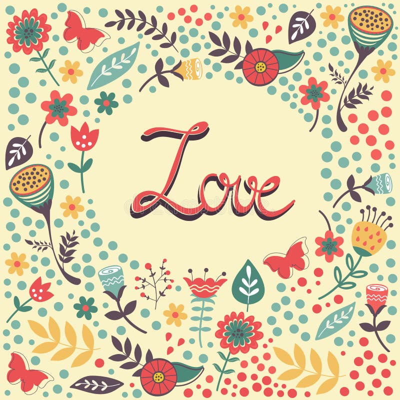 Ami la carta con amore scritto a mano nel telaio floreale royalty illustrazione gratis Ami la carta con amore scritto a mano nel telaio floreale royalty illustrazione gratis