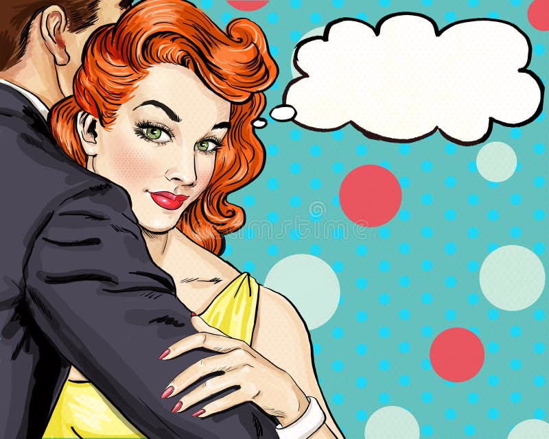 Ami le coppie Schiocco Art Couple Amore di Pop art Cartolina di giorno di biglietti di S Scena di film di Hollywood Amore di Pop illustrazione vettoriale
