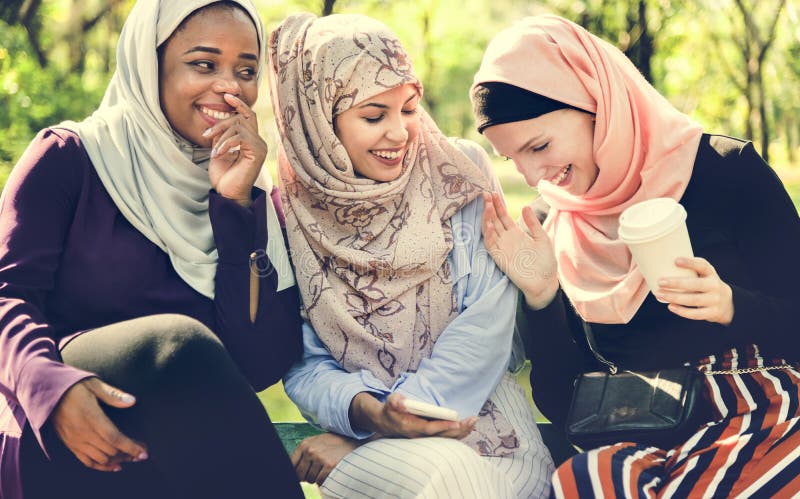 Islamic women friends talking and having fun. Islamic women friends talking and having fun