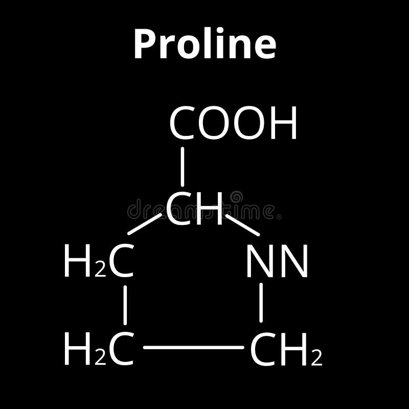 Amino Acid Proline. Chemical Molecular Formula Proline Amino Acid Stock Vector Illustration of