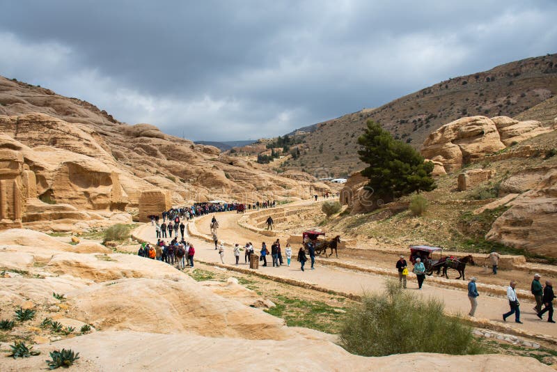 Amman, Jordan, 17th of March 2019: Al Khazneh - the treasury, ancient city of Petra, Jordan