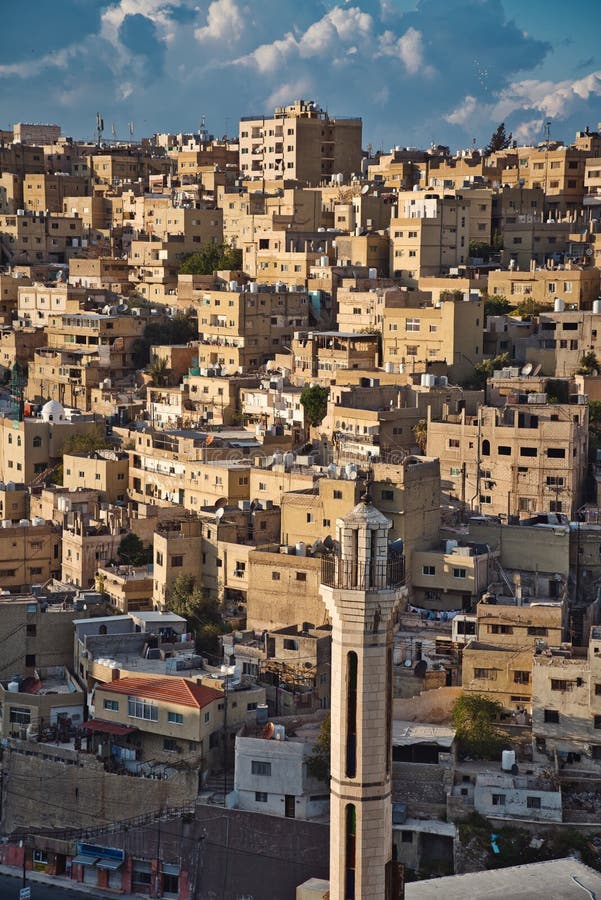 Amman and sunset stock photo. Image of buildings, jordan 156712172