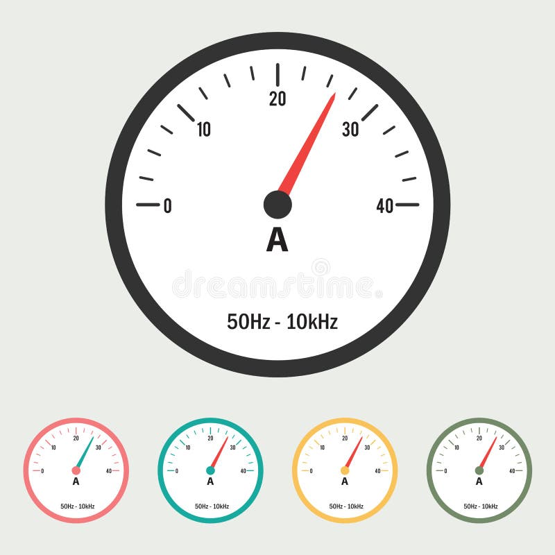Car Ammeter Vector Icon on White Background. Flat Vector Car Ammeter