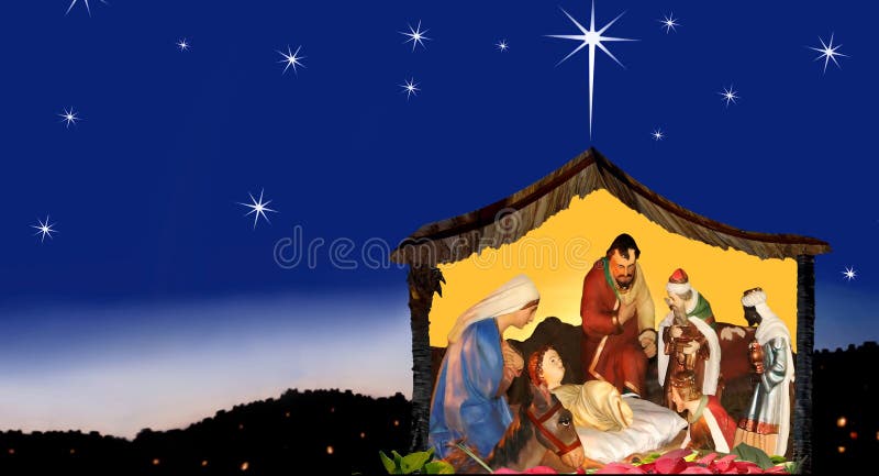 Ammirando & speranza di natale, scena di natività immagine stock libera da diritti Ammirando & speranza di natale, scena di natività immagine stock libera da diritti