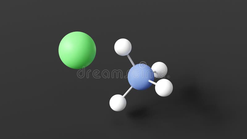 3d render of molecular structure of Ammonium chloride isolated