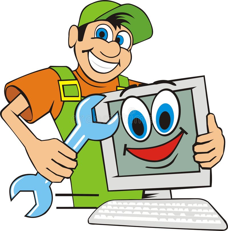 Amo de la reparación del ordenador stock de ilustración Amo de la reparación del ordenador stock de ilustración