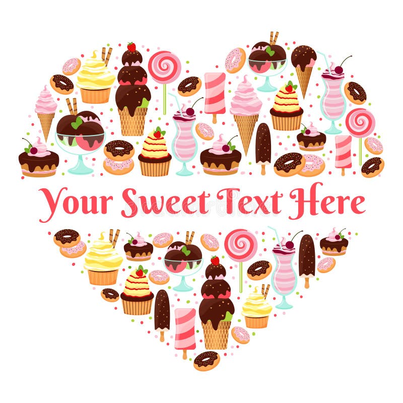 Amo diseño en forma de corazón del vector de los dulces ilustración del vector Amo diseño en forma de corazón del vector de los dulces ilustración del vector