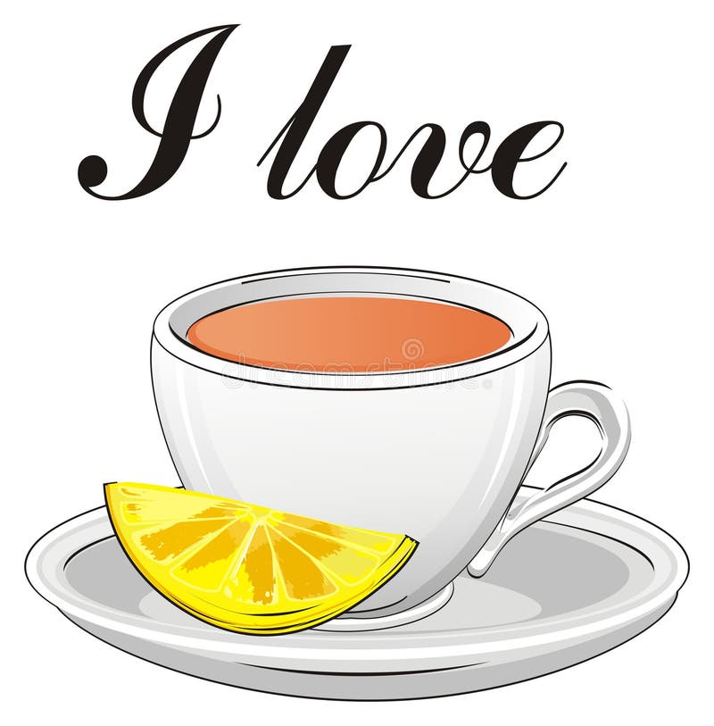 Amo il tè con il limone illustrazione di stock