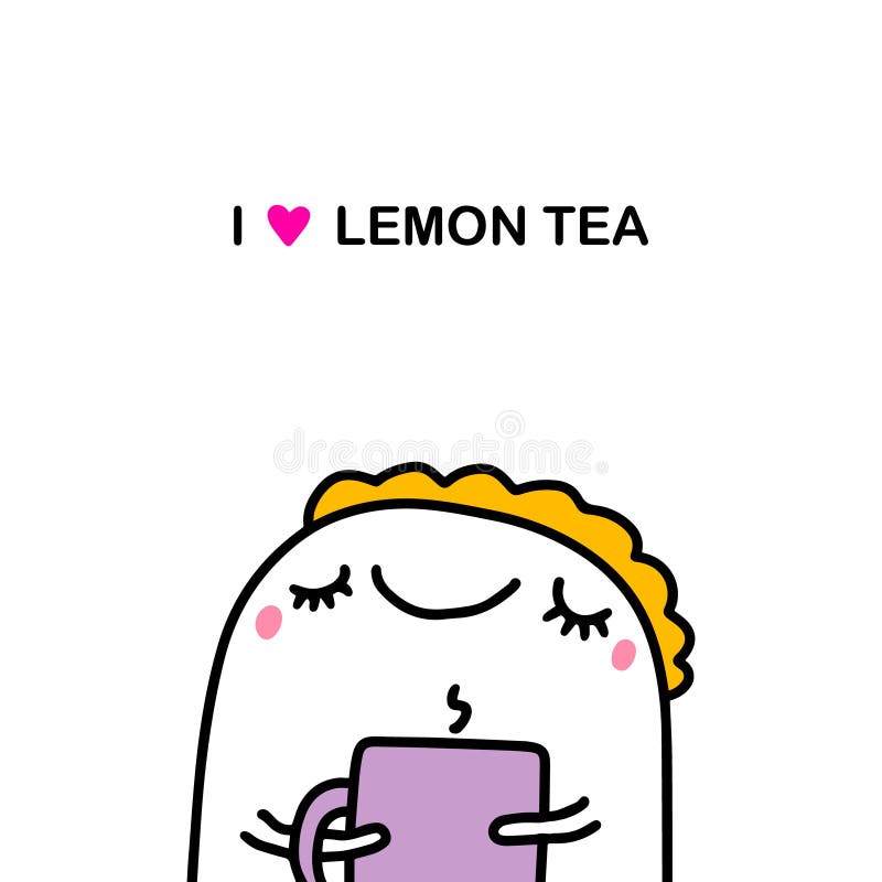 Amo l'illustrazione vettoriale disegnata da una mano di tè al limone in stile cartoon doodle royalty illustrazione gratis