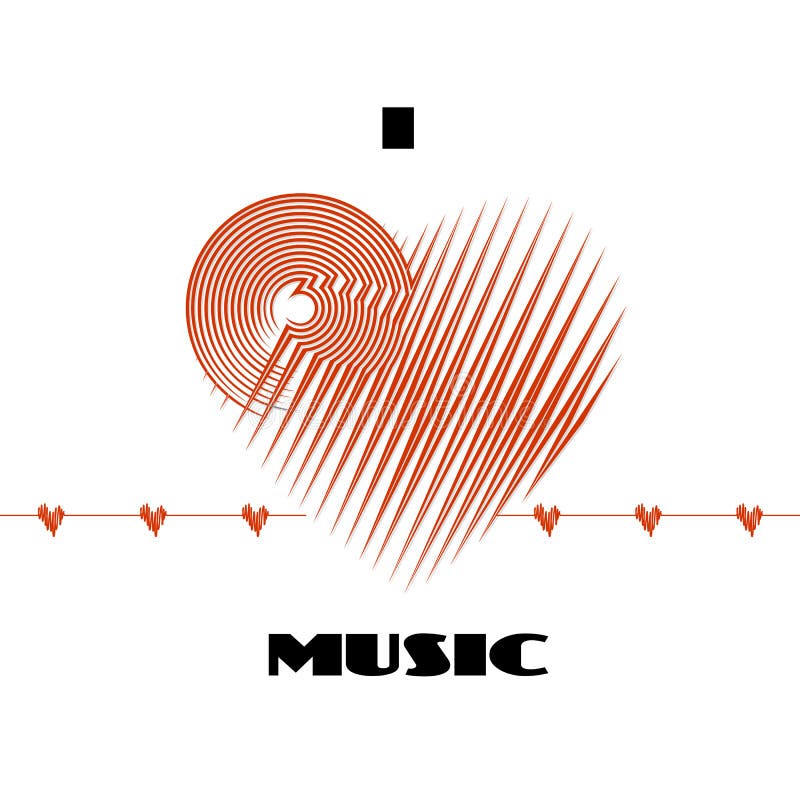 Amo la etiqueta abstracta del cartel de la música aislada en el fondo blanco con la desviación cardiia de la onda del corazón libre illustration Amo la etiqueta abstracta del cartel de la música aislada en el fondo blanco con la desviación cardiia de la onda del corazón libre illustration