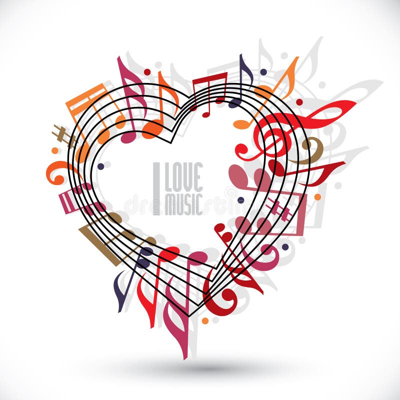 Amo la musica, il cuore fatto con le note musicali e la chiave royalty illustrazione gratis Amo la musica, il cuore fatto con le note musicali e la chiave royalty illustrazione gratis