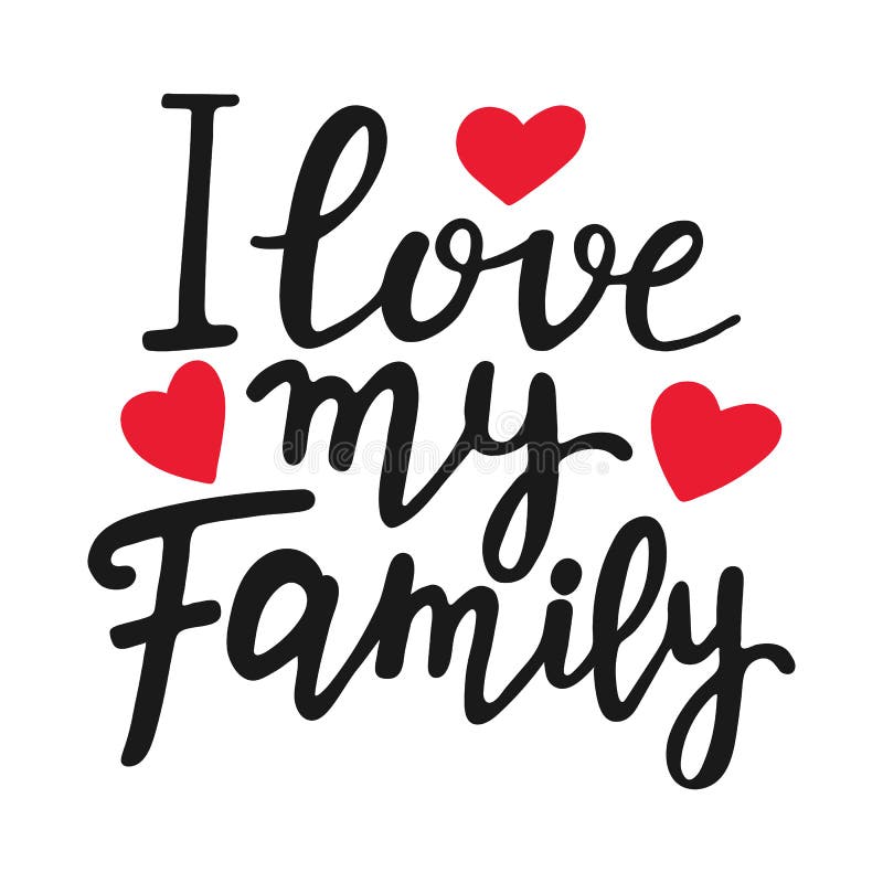Amo mi cita única de la familia Letras modernas de la pluma del cepillo Texto hecho a mano con los corazones rojos Diseño imprimi stock de ilustración Amo mi cita única de la familia Letras modernas de la pluma del cepillo Texto hecho a mano con los corazones rojos Diseño imprimi stock de ilustración