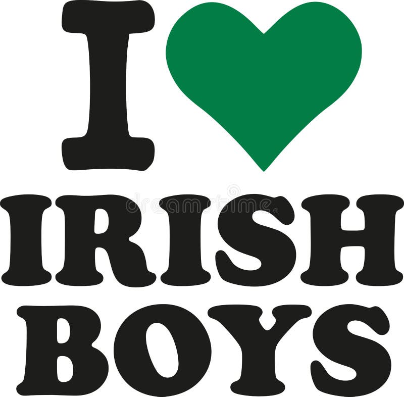 Amo a muchachos irlandeses con el corazón verde stock de ilustración Amo a muchachos irlandeses con el corazón verde stock de ilustración