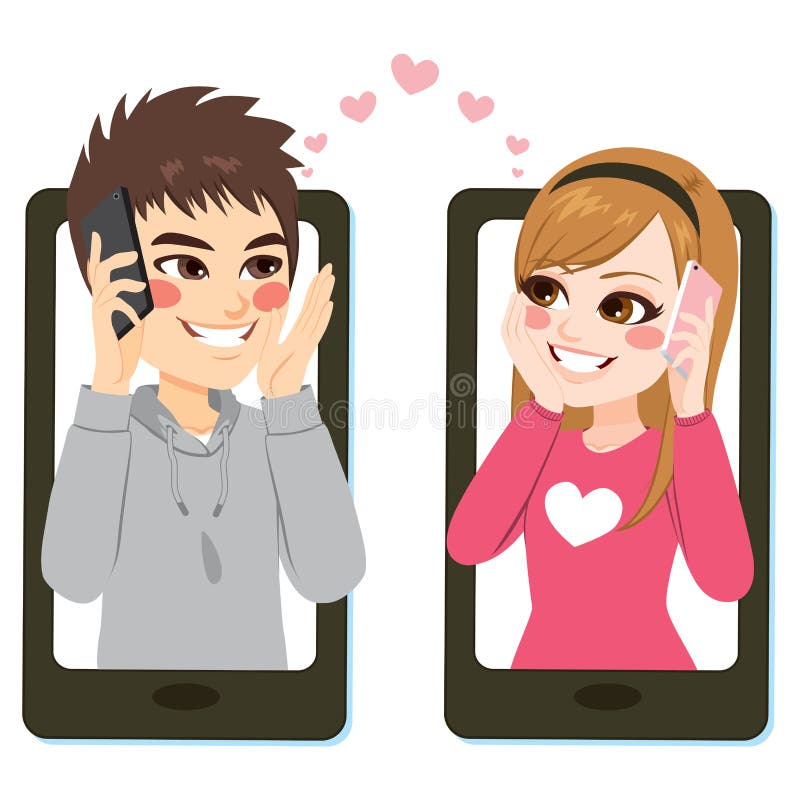 Amor do adolescente de Smartphone ilustração royalty free Amor do adolescente de Smartphone ilustração royalty free