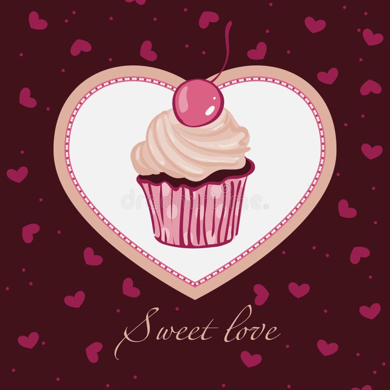 Amor doce. Projeto do molde para o cartão ilustração do vetor Amor doce. Projeto do molde para o cartão ilustração do vetor
