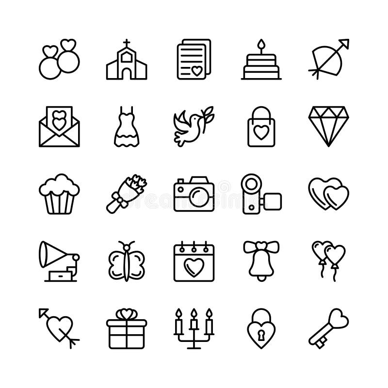 Amor e Valentine Line Vetora Icons 1 ilustração royalty free Amor e Valentine Line Vetora Icons 1 ilustração royalty free