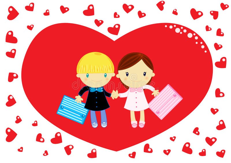 Amor en la escuela stock de ilustración Amor en la escuela stock de ilustración