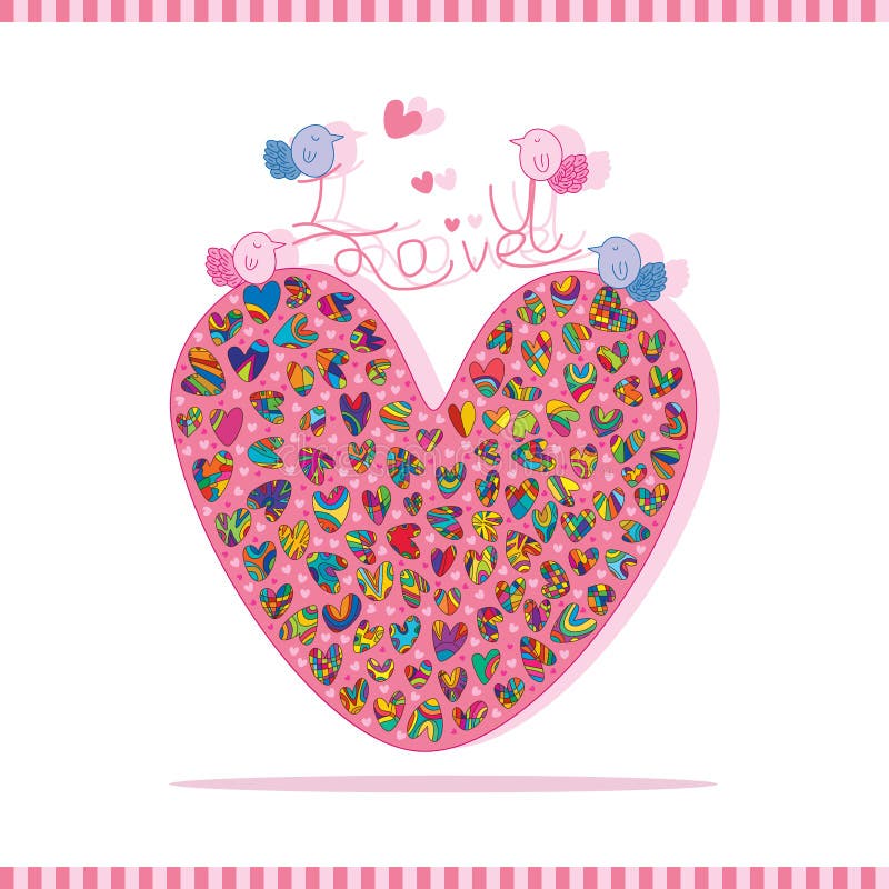 Amor pares coloridos grandes do pássaro ilustração stock