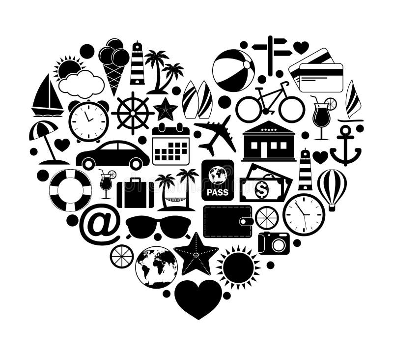 Amore del viaggio Icone di corsa illustrazione vettoriale Amore del viaggio Icone di corsa illustrazione vettoriale