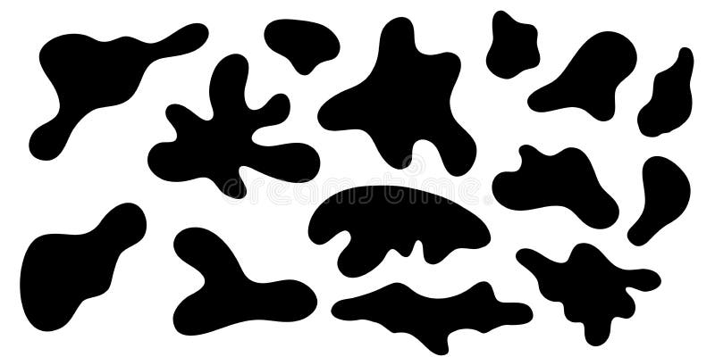 Amorphous Blob Shapes. Black Amoeba Asymmetric Shapes, Abstract Liquid ...