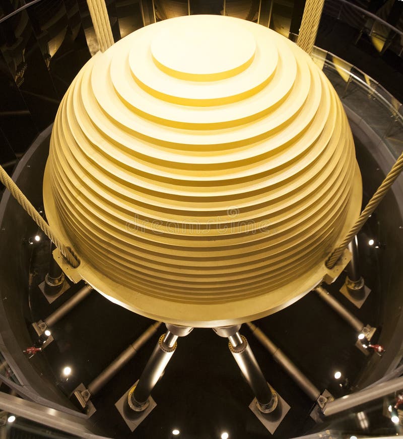 Wind Damper Or Tuned Mass Damper. Giant Golden Ball Hanging Beneath The ...