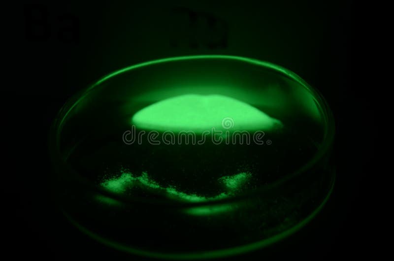 Sample of a compound with the element No 88. Radium, It s radioactive and emits a greenish light. Sample of a compound with the element No 88. Radium, It s radioactive and emits a greenish light.