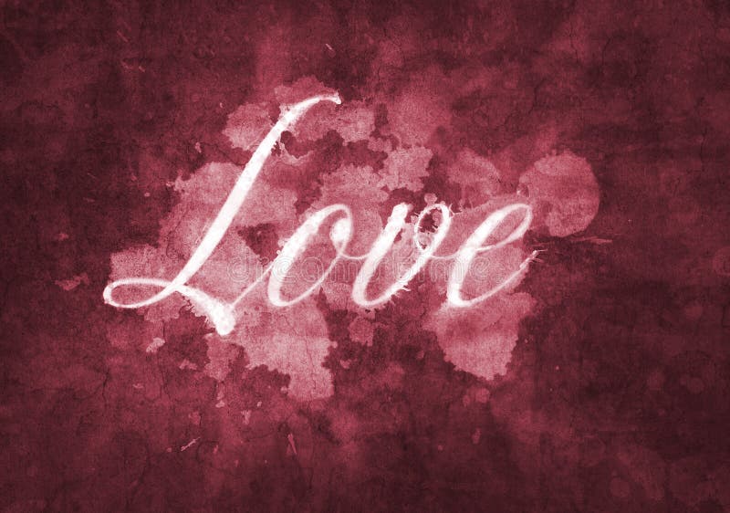 Word Love written in artistic script on a red background. Word Love written in artistic script on a red background.