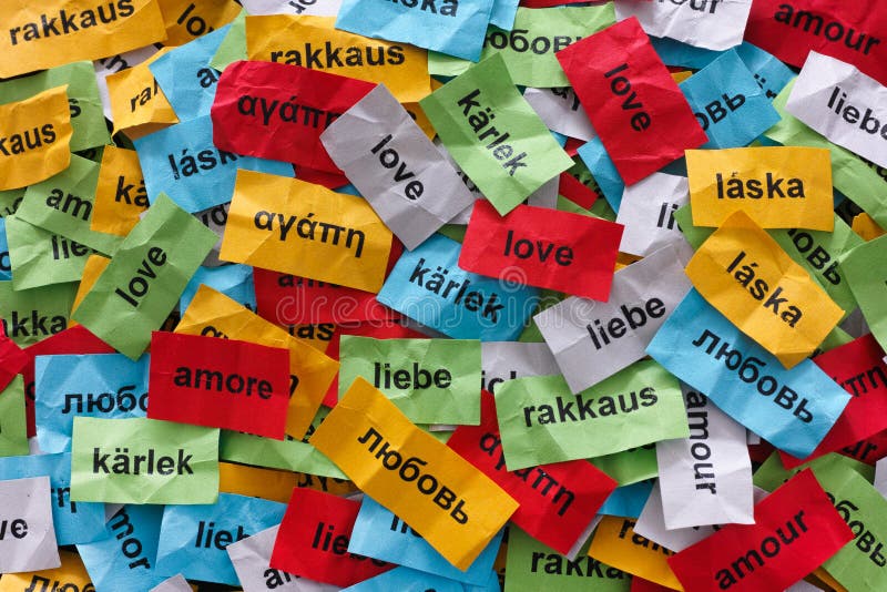 Amour dans beaucoup de langues photographie stock libre de droits Amour dans beaucoup de langues photographie stock libre de droits