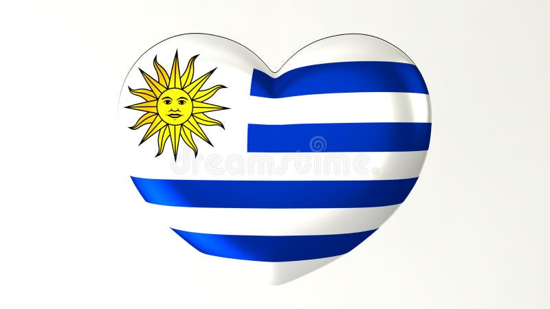 Amour en forme de coeur Uruguay de l'illustration I du drapeau 3D illustration stock Amour en forme de coeur Uruguay de l'illustration I du drapeau 3D illustration stock
