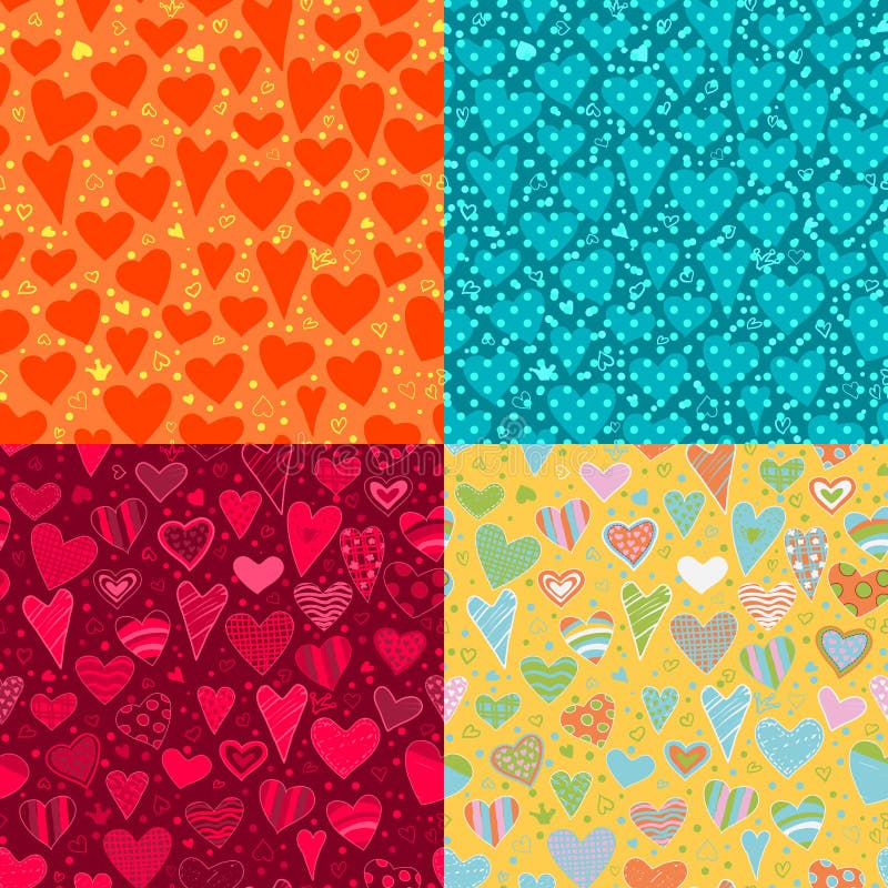 Amour. ensemble de fond de quatre coeurs illustration libre de droits Amour. ensemble de fond de quatre coeurs illustration libre de droits
