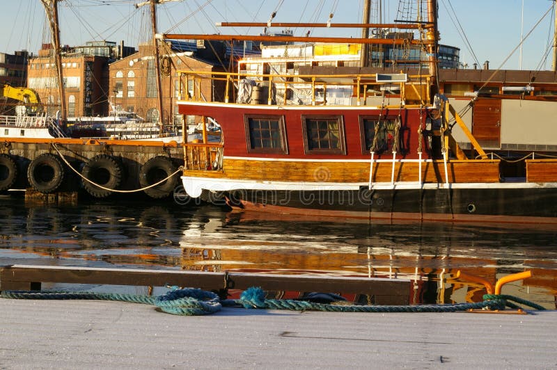 Oslo harbor scene with ships at berth. Oslo harbor scene with ships at berth.