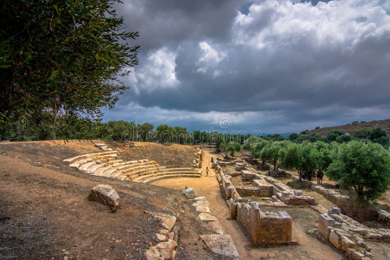 Amphitheater at the ancient city of Aptera, Chania, Crete.
