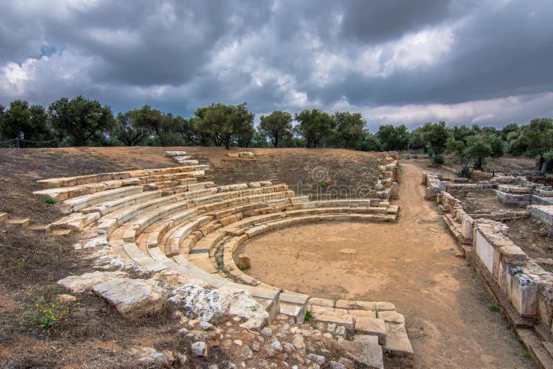 Amphitheater at the Ancient City of Aptera, Chania, Crete. Stock Image ...