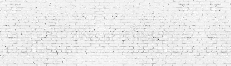 Ampia struttura panoramica imbiancata del muro di mattoni misero Il bianco ha dipinto il panorama invecchiato della muratura Fond royalty illustrazione gratis
