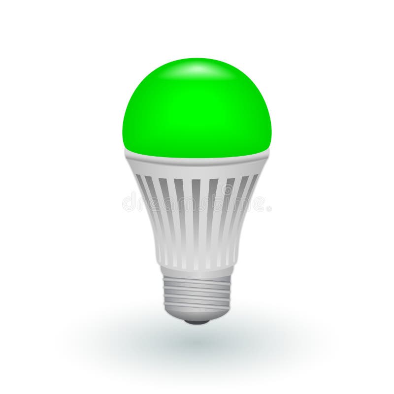 Ampoule économique Verte Fluorescente Sur Un Fond Blanc Sauf La