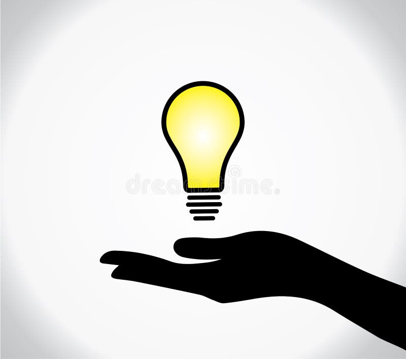 ampoule rougeoyante protectrice de silhouette de main illustration libre de droits ampoule rougeoyante protectrice de silhouette de main illustration libre de droits