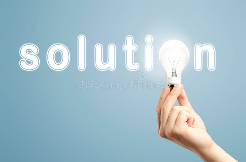 Ampoule Word De Main De Solution Image stock Image du texte, neuf