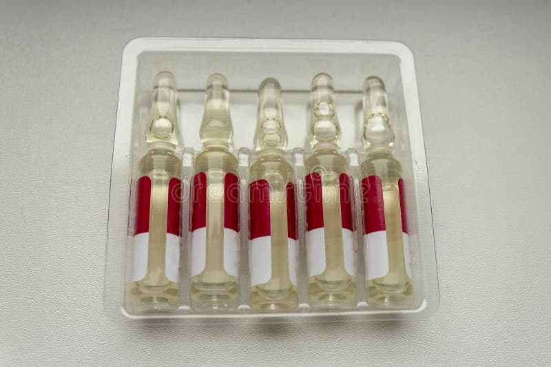Ampoules With Medicine Are In Plastic Packaging Stock Image Image of