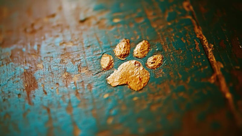 Amprenta picturii aurii pe lemnul de esență tare texturat pentru adopția animalelor de companie royalty free stock photography